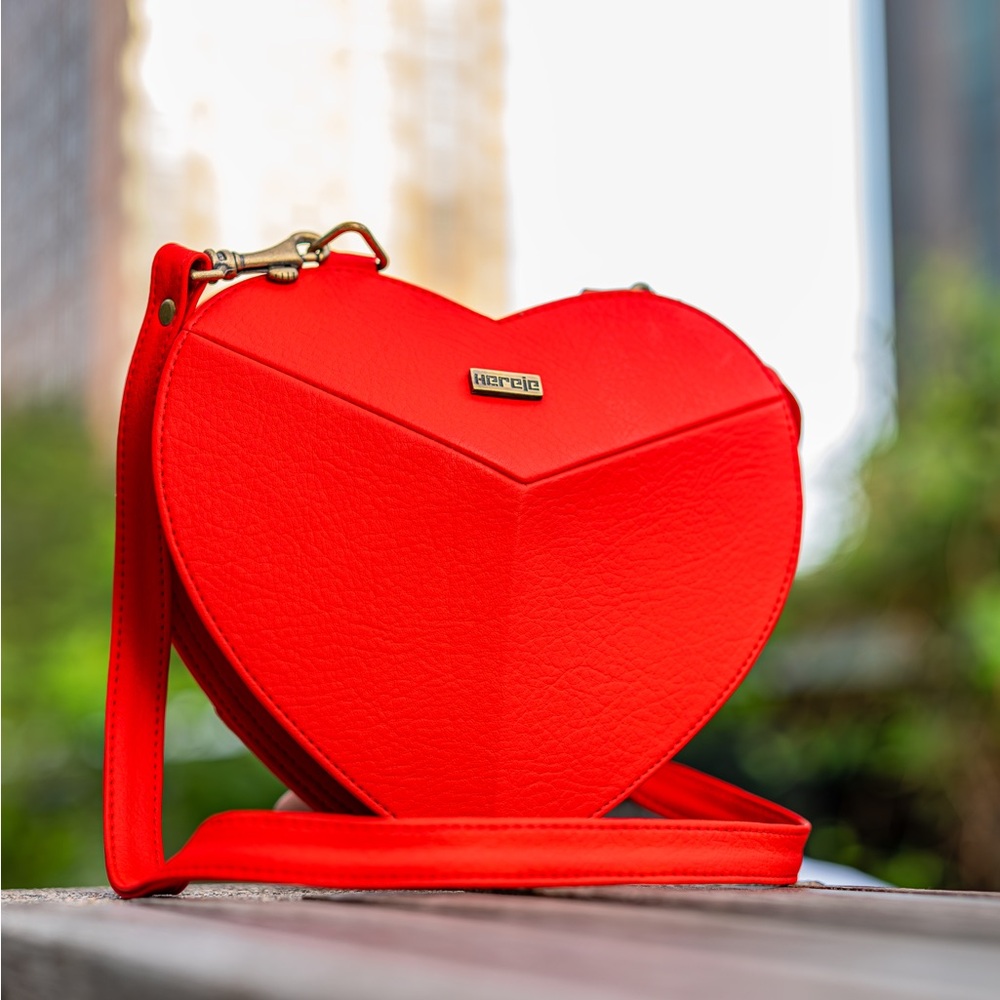 Vibrant Red Heart Crossbody Bag